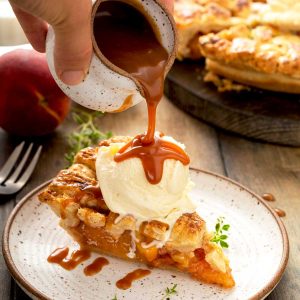 Bourbon Caramel Peach Pie